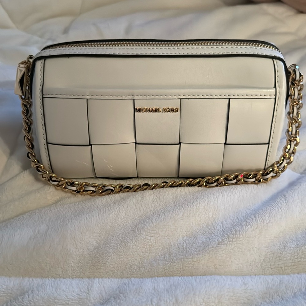 Michael Kors Jet Set small Barrel weaved leather Crossbody bag